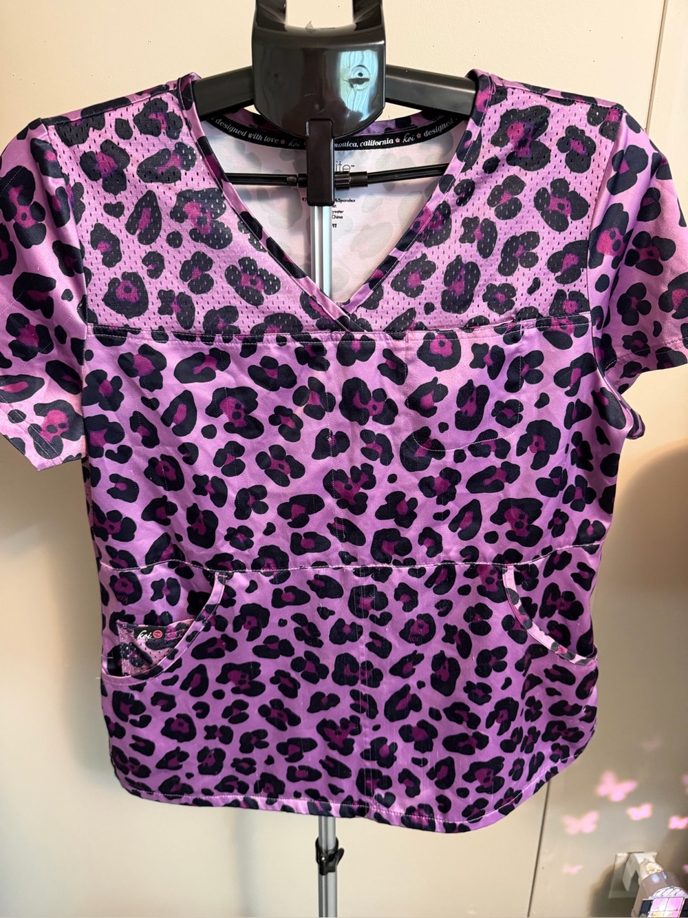 Purple Leopard Print Scrub Top by koi lite
